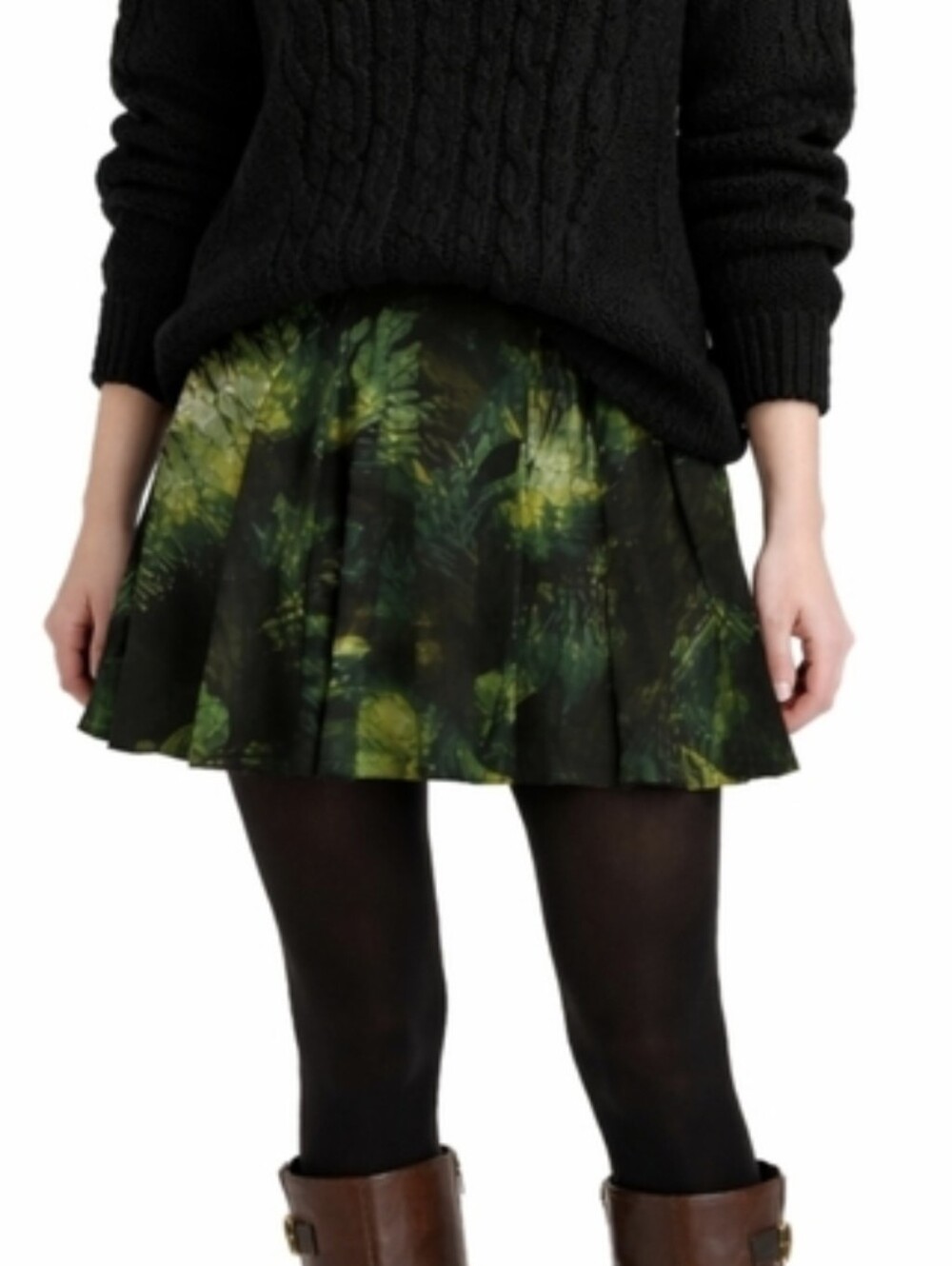 Karen Millen Green Palm Tropical Print Skirt 8  British High Street London